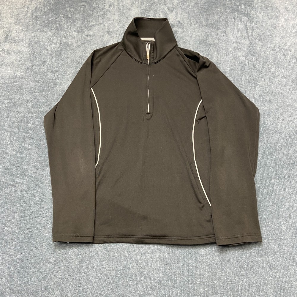 Adidas Climalite Activewear Shirt Mens Large Black Quarter Zip Raglan Sleeve